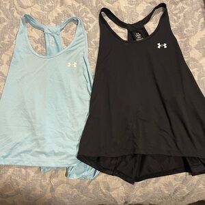 Under Armour Black and Light Blue Tank Tops